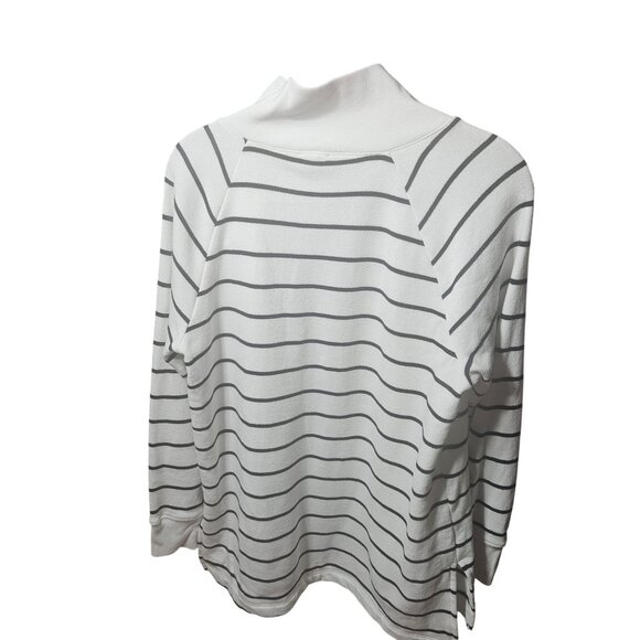J.Crew White & Black Striped Button-Detail Pullover Sweater Small Cotton/Polyest - Picture 4 of 6